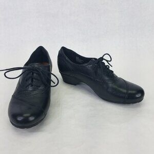 Cobb Hill Gratasha Oxfords Women's 6.5 Black Leather Low Heel Shoes Lace Up